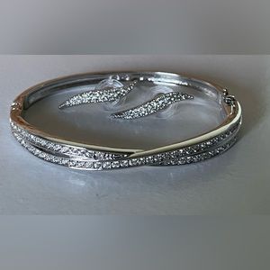 Swarovski silver crystal bracelet and earring set.